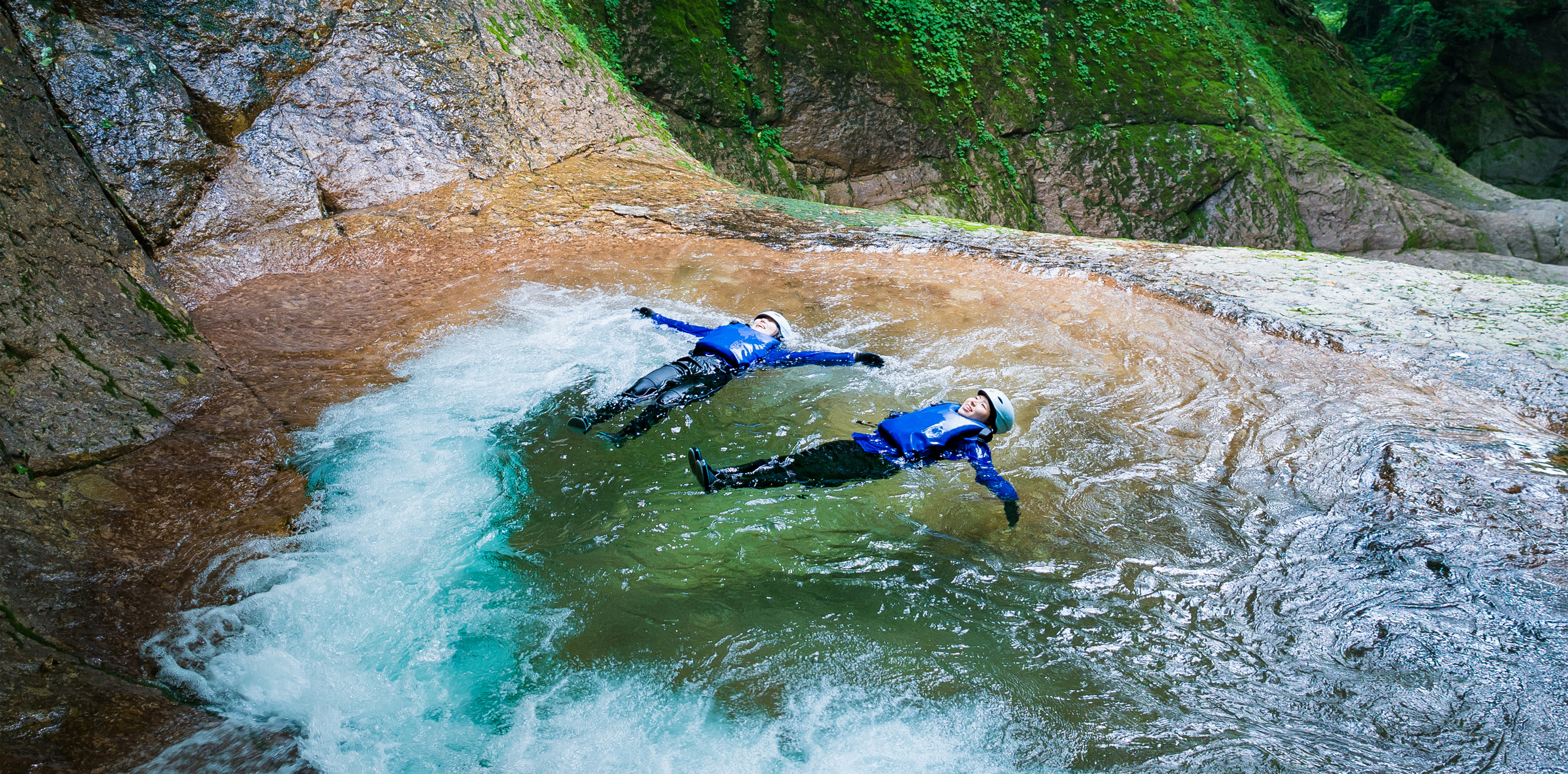 Enjoy water activities at this clear water stream
And natural water slides too!